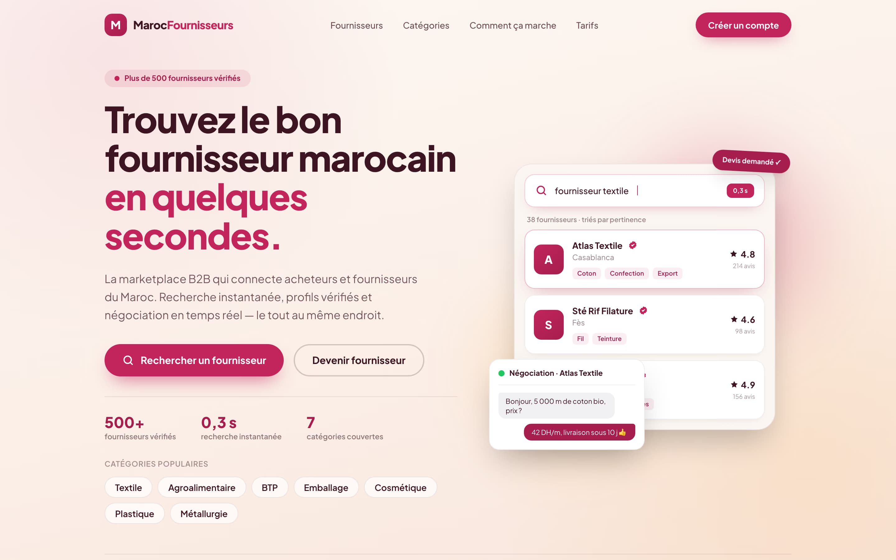 Maroc Fournisseurs — B2B marketplace for Moroccan suppliers