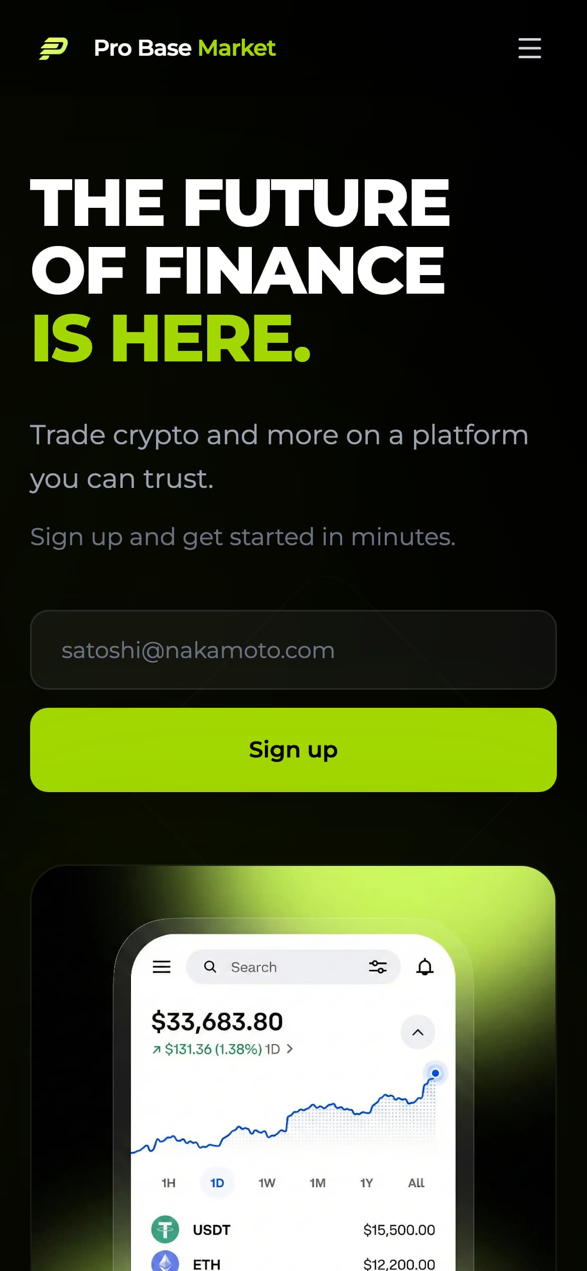 WebTrade on mobile